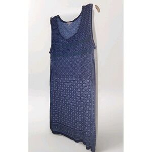 Max Studio Green Blue  White Knit Stretch  Sleeveless‎ Dress SZ M Elegant Modern
